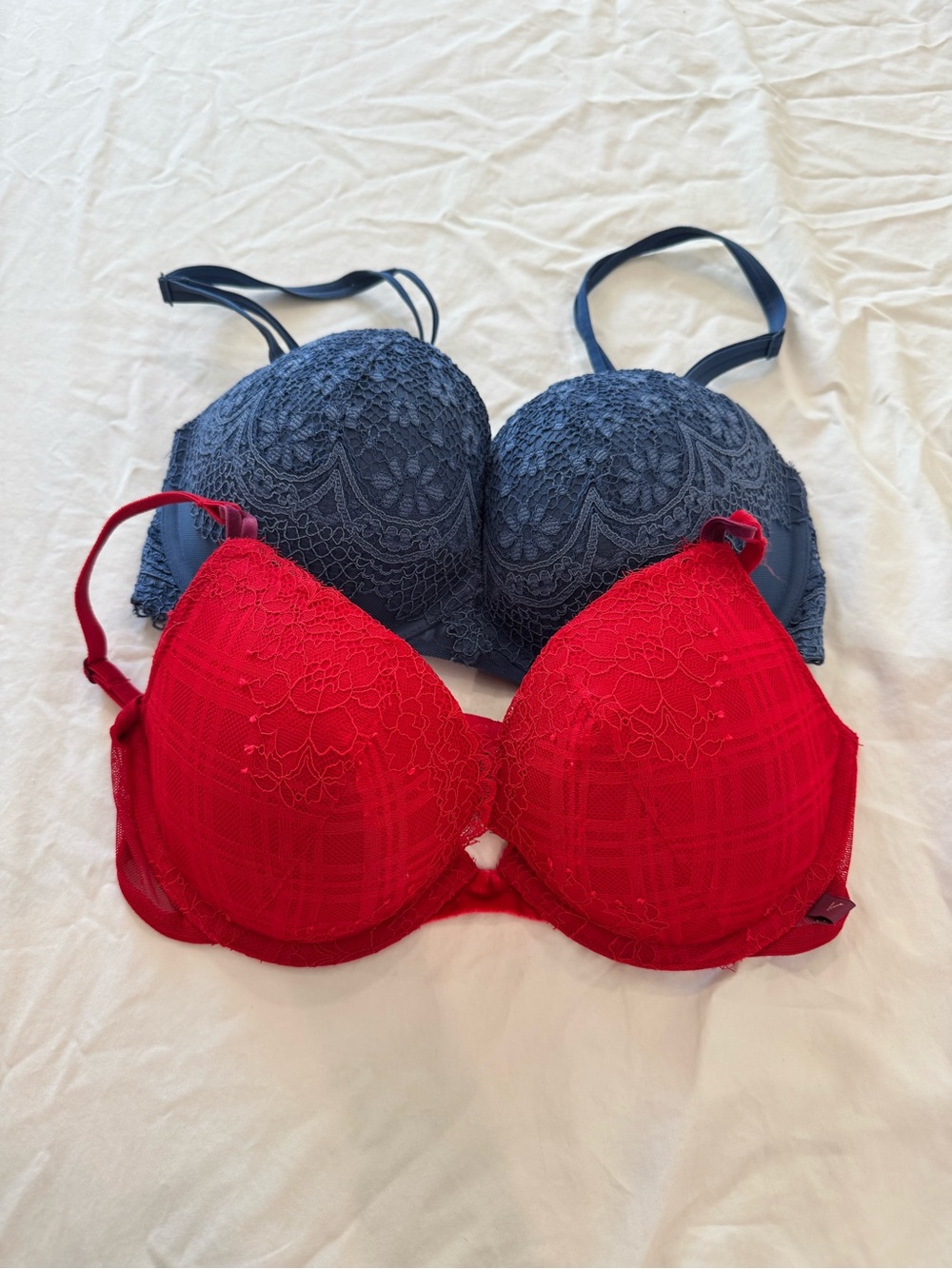 Victoria's Secret Lace Push-Up Bras - Red and Navy